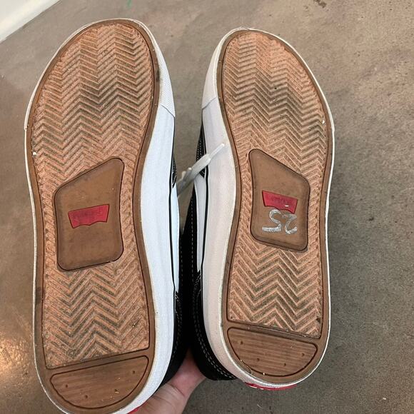 Levi black white canvas high stop fashion sneakers vans style mens size 8 - Picture 8 of 9